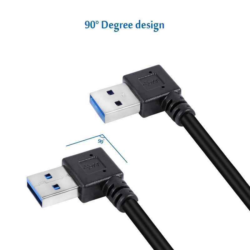 UCEC USB 3.0 Extension Cable Short SuperSpeed USB Cable Extender USB 90 Degree Adapter-Male to Female-A Left & Right Angle for Webcam, Printer, Flash Drive, Hard Drive, USB Keyboard, Gamepad, 2 Pack - Image 2